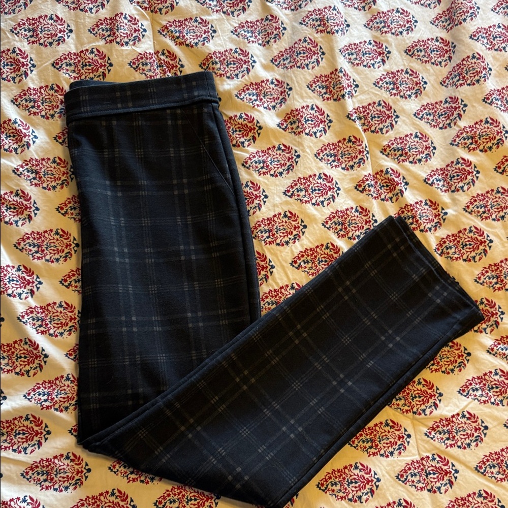 Thalian Black Plaid Straight Leg Pants